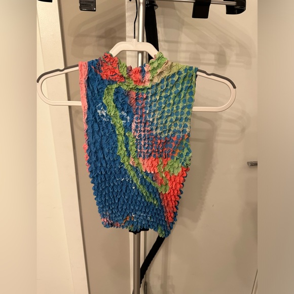 Color print Pineapple three-dimensional folds designer brand top - Picture 7 of 13